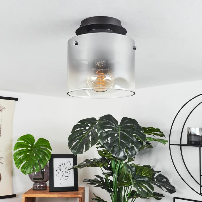 Hofstein Wichita Deckenleuchte Schwarz, Rauchfarben, 1-flammig 11 Hofstein Wichita Deckenleuchte Schwarz, Rauchfarben, 1-flammig – Bild 11