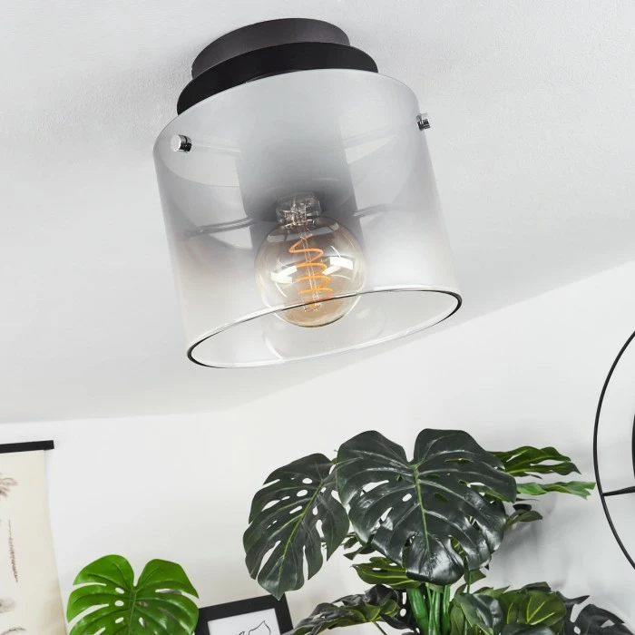 Hofstein Wichita Deckenleuchte Schwarz, Rauchfarben, 1-flammig 12 Hofstein Wichita Deckenleuchte Schwarz, Rauchfarben, 1-flammig – Bild 12