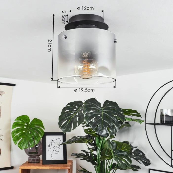 Hofstein Wichita Deckenleuchte Schwarz, Rauchfarben, 1-flammig 4 Hofstein Wichita Deckenleuchte Schwarz, Rauchfarben, 1-flammig – Bild 4