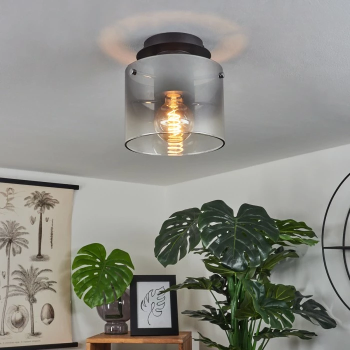 Hofstein Wichita Deckenleuchte Schwarz, Rauchfarben, 1-flammig 7 Hofstein Wichita Deckenleuchte Schwarz, Rauchfarben, 1-flammig – Bild 7