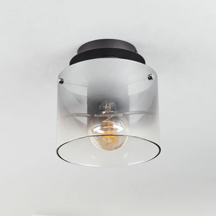 Hofstein Wichita Deckenleuchte Schwarz, Rauchfarben, 1-flammig 8 Hofstein Wichita Deckenleuchte Schwarz, Rauchfarben, 1-flammig – Bild 8