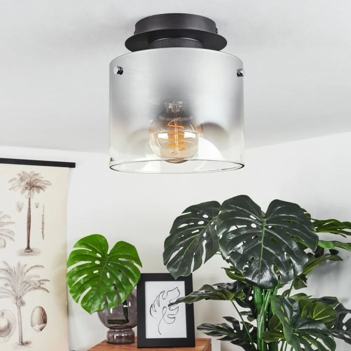 Hofstein Wichita Deckenleuchte Schwarz, Rauchfarben, 1-flammig 10 Hofstein Wichita Deckenleuchte Schwarz, Rauchfarben, 1-flammig – Bild 10