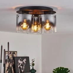 Hofstein Wichita Deckenleuchte Schwarz, Rauchfarben, 3-flammig 27 Hofstein Wichita Deckenleuchte Schwarz, Rauchfarben, 3-flammig -Bürolampen Verkäufe wichita deckenleuchte h3368398 12