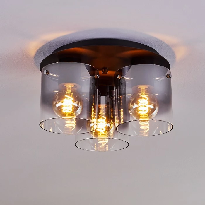 Hofstein Wichita Deckenleuchte Schwarz, Rauchfarben, 3-flammig 7 Hofstein Wichita Deckenleuchte Schwarz, Rauchfarben, 3-flammig – Bild 7