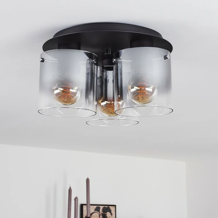 Hofstein Wichita Deckenleuchte Schwarz, Rauchfarben, 3-flammig 10 Hofstein Wichita Deckenleuchte Schwarz, Rauchfarben, 3-flammig – Bild 10