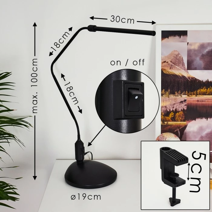 Hofstein Winnipeg Klemmleuchte LED Schwarz, 1-flammig 2 Hofstein Winnipeg Klemmleuchte LED Schwarz, 1-flammig – Bild 2