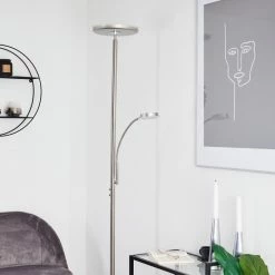 Hofstein Wonsbek Stehleuchte LED Nickel-Matt, 2-flammig -Bürolampen Verkäufe wonsbek stehleuchte h3426166 9