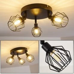 Hofstein Yalmhill Deckenleuchte Schwarz, 3-flammig