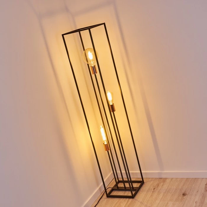 Hofstein Yuhigaoka Stehleuchte Schwarz, Kupferfarben, 3-flammig 15 Hofstein Yuhigaoka Stehleuchte Schwarz, Kupferfarben, 3-flammig – Bild 15