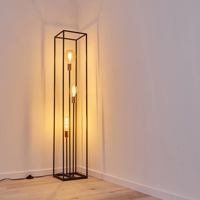 Hofstein Yuhigaoka Stehleuchte Schwarz, Kupferfarben, 3-flammig 17 Hofstein Yuhigaoka Stehleuchte Schwarz, Kupferfarben, 3-flammig – Bild 17