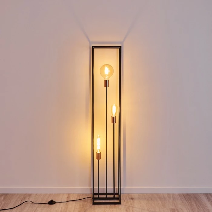 Hofstein Yuhigaoka Stehleuchte Schwarz, Kupferfarben, 3-flammig 18 Hofstein Yuhigaoka Stehleuchte Schwarz, Kupferfarben, 3-flammig – Bild 18