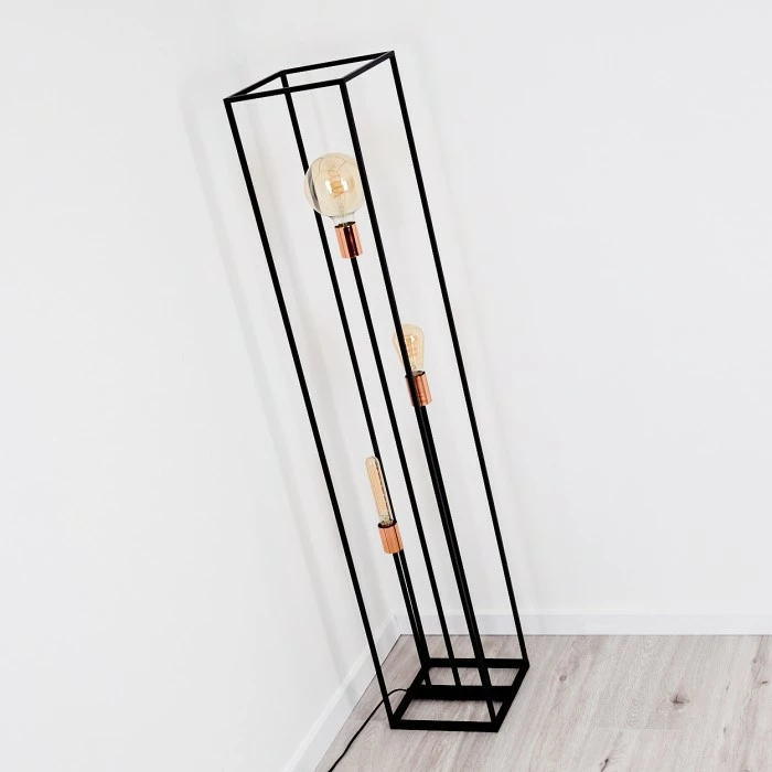 Hofstein Yuhigaoka Stehleuchte Schwarz, Kupferfarben, 3-flammig 6 Hofstein Yuhigaoka Stehleuchte Schwarz, Kupferfarben, 3-flammig – Bild 6