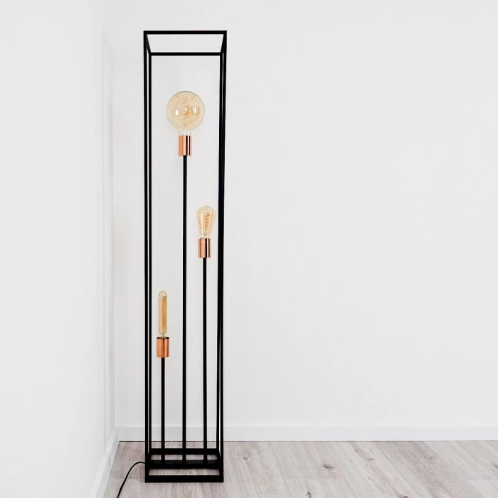 Hofstein Yuhigaoka Stehleuchte Schwarz, Kupferfarben, 3-flammig 8 Hofstein Yuhigaoka Stehleuchte Schwarz, Kupferfarben, 3-flammig – Bild 8