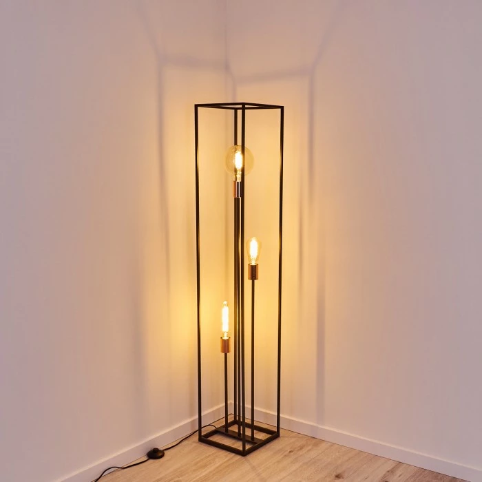 Hofstein Yuhigaoka Stehleuchte Schwarz, Kupferfarben, 3-flammig 9 Hofstein Yuhigaoka Stehleuchte Schwarz, Kupferfarben, 3-flammig – Bild 9