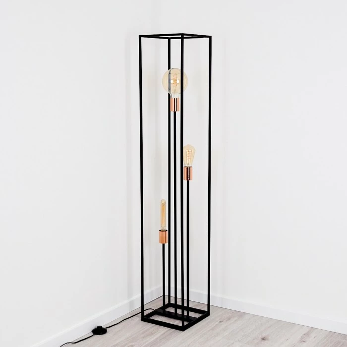 Hofstein Yuhigaoka Stehleuchte Schwarz, Kupferfarben, 3-flammig 10 Hofstein Yuhigaoka Stehleuchte Schwarz, Kupferfarben, 3-flammig – Bild 10