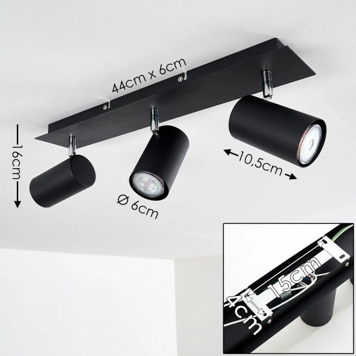 Hofstein Zuoz Deckenleuchte Chrom, Schwarz, 3-flammig 2 Hofstein Zuoz Deckenleuchte Chrom, Schwarz, 3-flammig – Bild 2