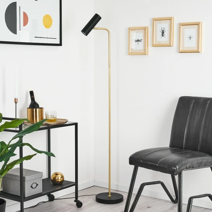 Hofstein Zuoz Stehleuchte Messing, Schwarz, 1-flammig 13 Hofstein Zuoz Stehleuchte Messing, Schwarz, 1-flammig – Bild 13