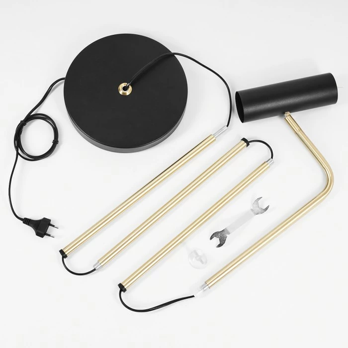 Hofstein Zuoz Stehleuchte Messing, Schwarz, 1-flammig 5 Hofstein Zuoz Stehleuchte Messing, Schwarz, 1-flammig – Bild 5