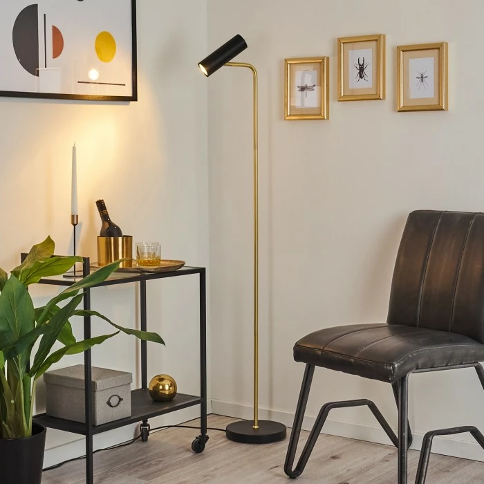 Hofstein Zuoz Stehleuchte Messing, Schwarz, 1-flammig 7 Hofstein Zuoz Stehleuchte Messing, Schwarz, 1-flammig – Bild 7