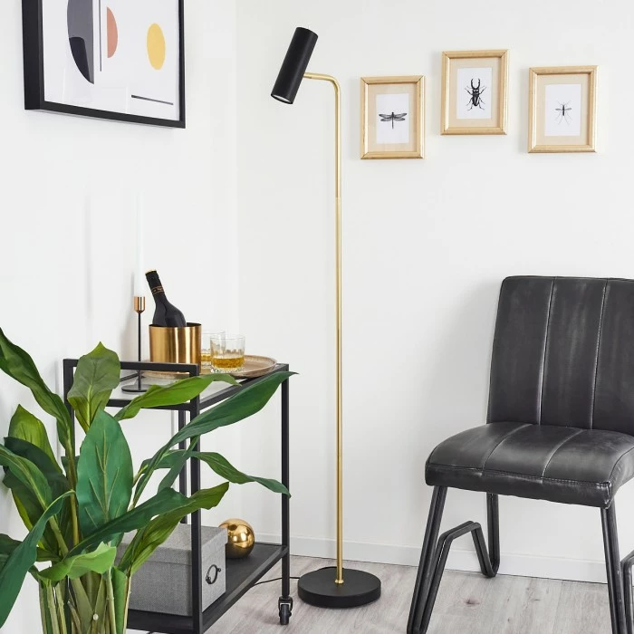 Hofstein Zuoz Stehleuchte Messing, Schwarz, 1-flammig 10 Hofstein Zuoz Stehleuchte Messing, Schwarz, 1-flammig – Bild 10